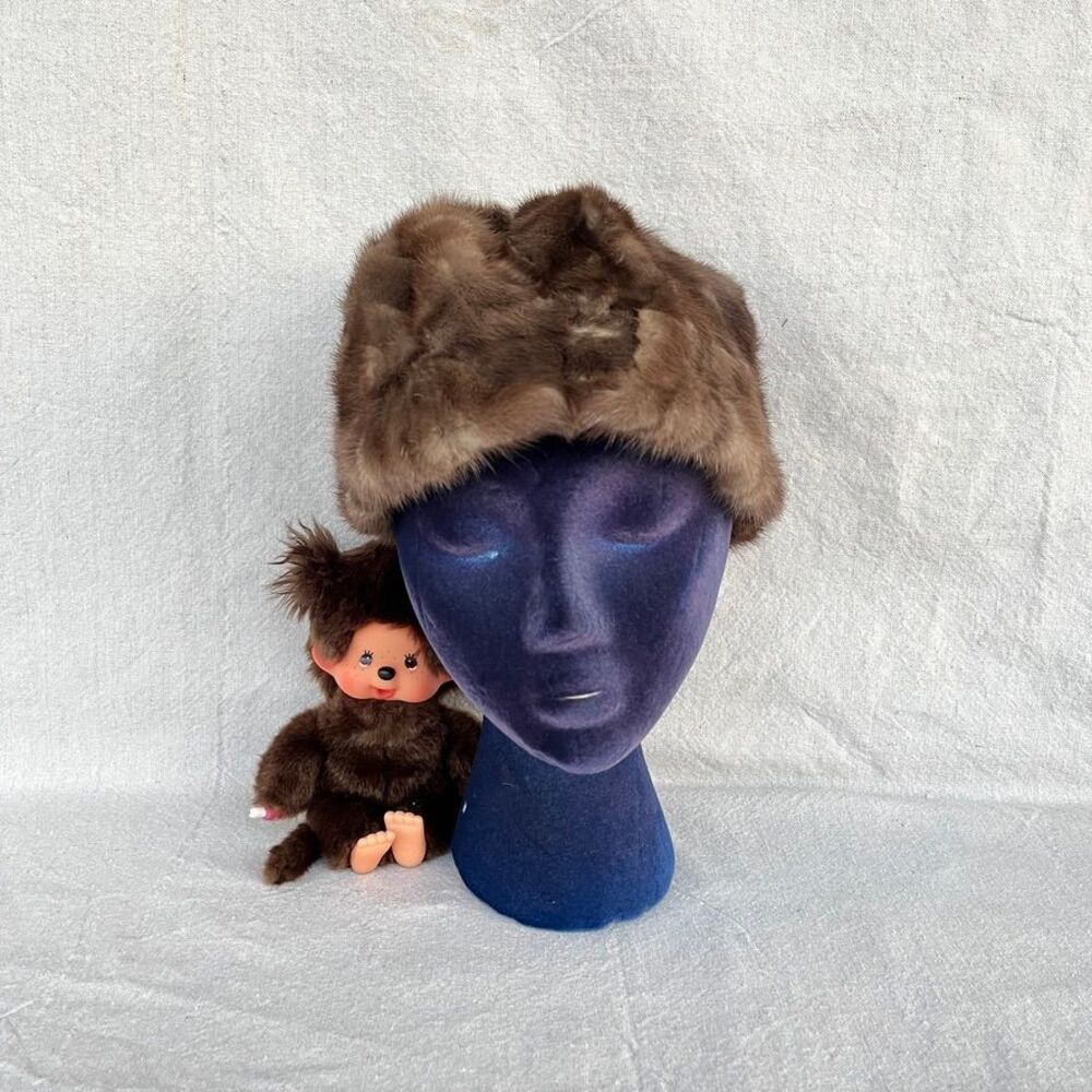 Vintage 1950s Mink Pillbox Hat‎ - Picture 3 of 5